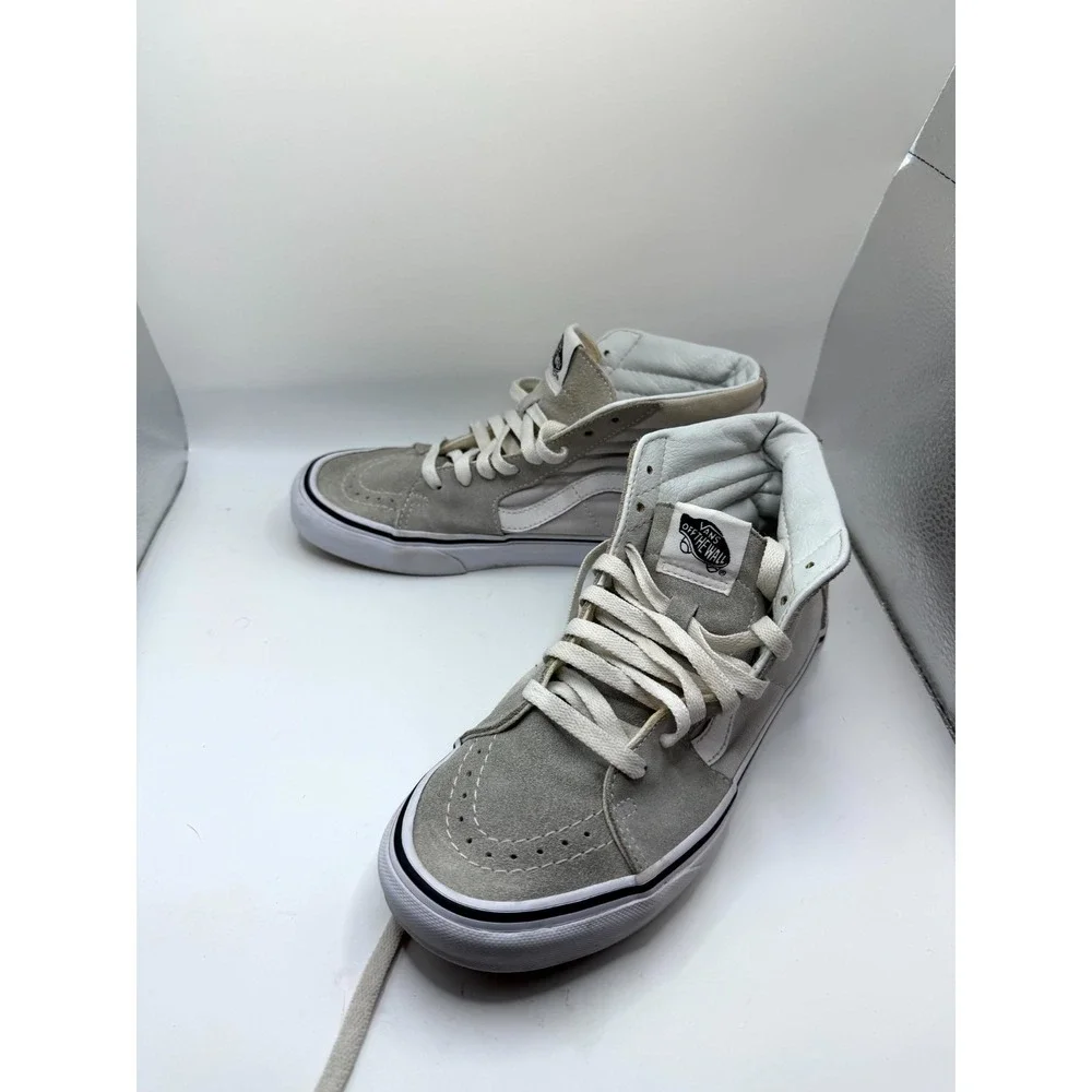 Vans Sk8-Hi Womens 7.5 Sneaker Gray Suede High Top Lace Up Skateboard Shoes